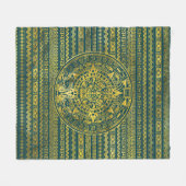 金ゴールドのアステカなインカ人のマヤのカレンダー フリースブランケット (正面(横))