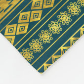 金ゴールドのアステカなインカ人のマヤのカレンダー フリースブランケット (角)