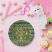 金ゴールドのアステカなインカ人のマヤのカレンダー ペーパープレート (パーティー)