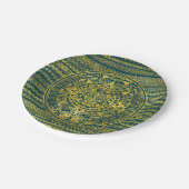 金ゴールドのアステカなインカ人のマヤのカレンダー ペーパープレート (アングル)