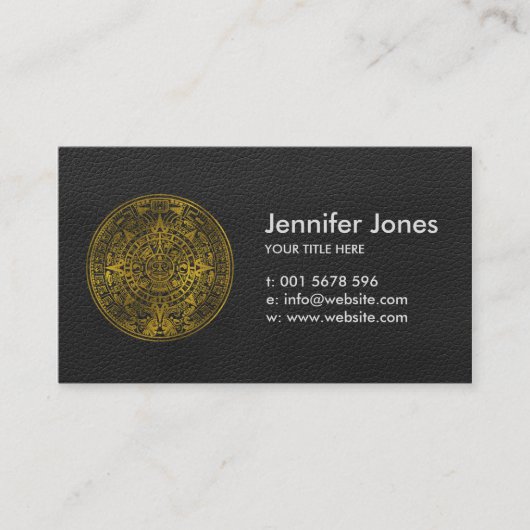 金ゴールドのアステカなインカ人のマヤのカレンダー 名刺 (正面)
