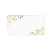 金ゴールドのアドレスエレガントに空白の結婚レース ラベル (正面)