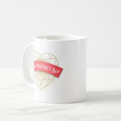 金ゴールドのアールデコのハートのバレンタインデー コーヒーマグカップ (正面左)