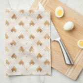 金ゴールドのアールデコパターン キッチンタオル (四つ折り)