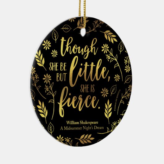 金ゴールドのウィリアム・シェイクスピアの小さくしかし激しい花柄 セラミックオーナメント (右)