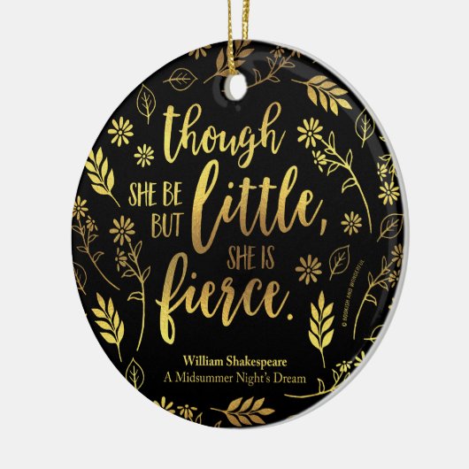 金ゴールドのウィリアム・シェイクスピアの小さくしかし激しい花柄 セラミックオーナメント (左)