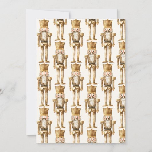 金ゴールドのエレガントくるみ割りカークリスマスホリデーパーティー 招待状 (裏面)