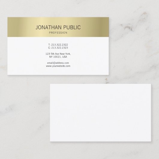 金ゴールドのエレガントでモダンでシンプルな専門の平野 名刺 (正面/裏面)