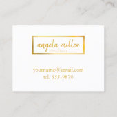 金ゴールドのエレガントでモダンで名前入りなbussinesカード 名刺 (裏面)