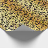 金ゴールドのエレガントで素晴らしく黒いダマスク織 ラッピングペーパー (角)