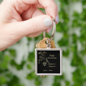金ゴールドのエレガントなハートの結婚記念日Keychain キーホルダー (手)