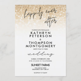 金ゴールドのエレガントグリッターが結婚幸せに 招待状