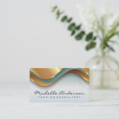 金ゴールドのエレガント重なり合う波 名刺 (スタンド正面)