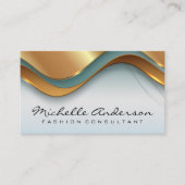 金ゴールドのエレガント重なり合う波 名刺 (正面)