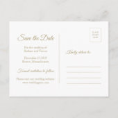 金ゴールドのエレガント雪の雪の冬の日付を保存 案内ポストカード (裏面)