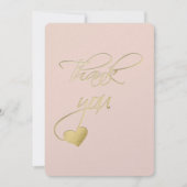 金ゴールドのエンボスの効果の書道の結婚式は感謝していしています サンキューカード (正面)