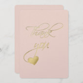 金ゴールドのエンボスの効果の書道の結婚式は感謝していしています サンキューカード (正面/裏面)