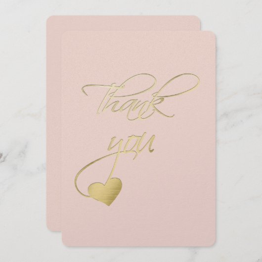 金ゴールドのエンボスの効果の書道の結婚式は感謝していしています サンキューカード (正面/裏面)