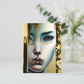 金ゴールドのエーテル神秘女神 ポストカード (スタンド正面)