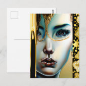 金ゴールドのエーテル神秘女神 ポストカード (正面/裏面)