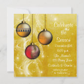 金ゴールドのオーナメントの白熱休日の招待状 招待状 (正面)