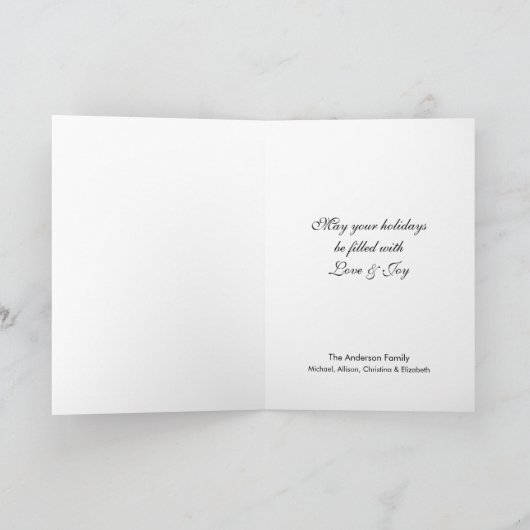 金ゴールドのオーナメントフレームの写真のクリスマスカード シーズンカード (内部)