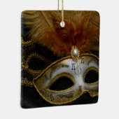金ゴールドのカーニバルのベニス風のマスクの仮面舞踏会 セラミックオーナメント (右)