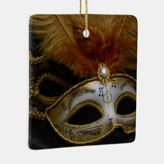金ゴールドのカーニバルのベニス風のマスクの仮面舞踏会 セラミックオーナメント (右)