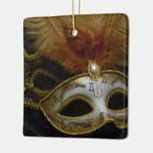 金ゴールドのカーニバルのベニス風のマスクの仮面舞踏会 セラミックオーナメント (左)