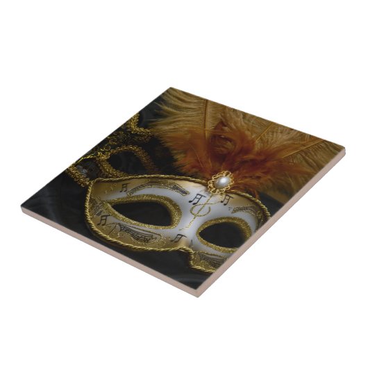 金ゴールドのカーニバルのベニス風のマスクの仮面舞踏会 タイル (側面)