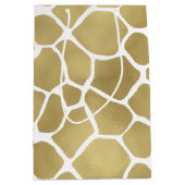 金ゴールドのキリンのプリント ミディアムペーパーバッグ (正面)