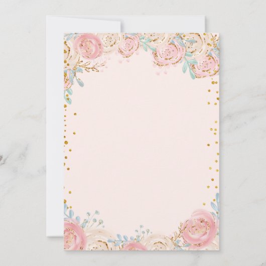 金ゴールドのキンセアニェラのエレガントなピンクの招待状 招待状 (裏面)