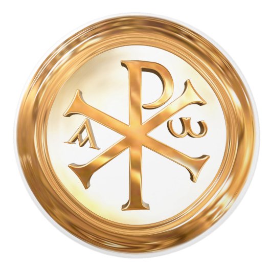 金ゴールドのキーのRhoのモノグラム セラミックノブ (正面)