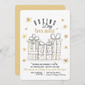 金ゴールドのギフト用の箱日の招待状 招待状 (正面/裏面)