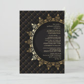 金ゴールドのクラシックな卒業の招待状 招待状 (スタンド正面)