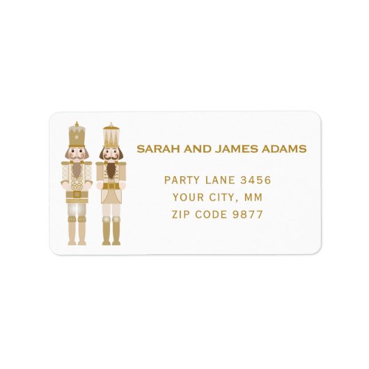 金ゴールドのクリスマスくるみ割りアドレスのシール ラベル (正面)