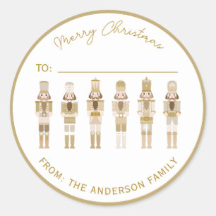 金ゴールドのクリスマスくるみ割りギフトシール ラウンドシール