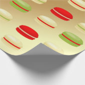 金ゴールドのクリスマスのフランス人のマカロンの赤い緑の白 ラッピングペーパー (角)