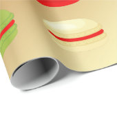 金ゴールドのクリスマスのフランス人のマカロンの赤い緑の白 ラッピングペーパー (ロールコーナー)