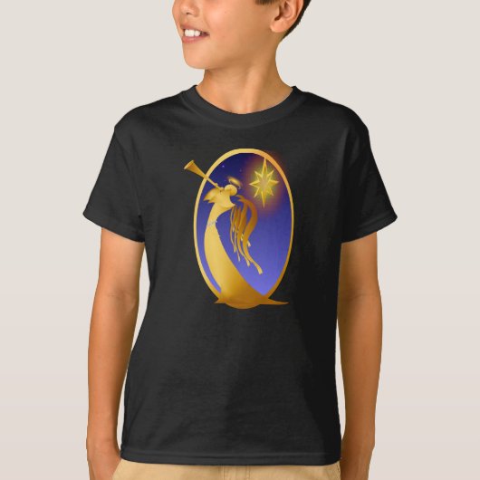 金ゴールドのクリスマスの天使 Tシャツ (正面)