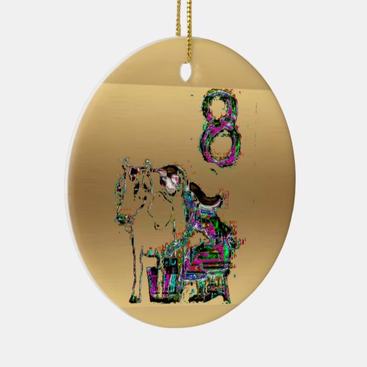 金ゴールドのクリスマスの装飾を搾り出している8人の女中 セラミックオーナメント (右)