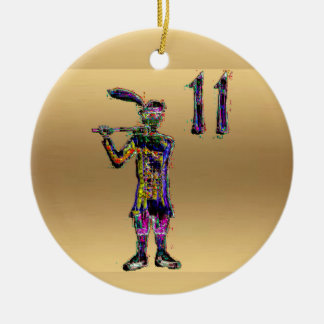 金ゴールドのクリスマスの装飾を配管している11人のパイパー セラミックオーナメント