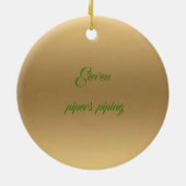 金ゴールドのクリスマスの装飾を配管している11人のパイパー セラミックオーナメント (裏面)