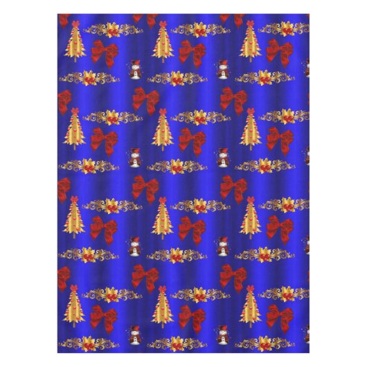 金ゴールドのクリスマスの飾り付け テーブルクロス (正面)