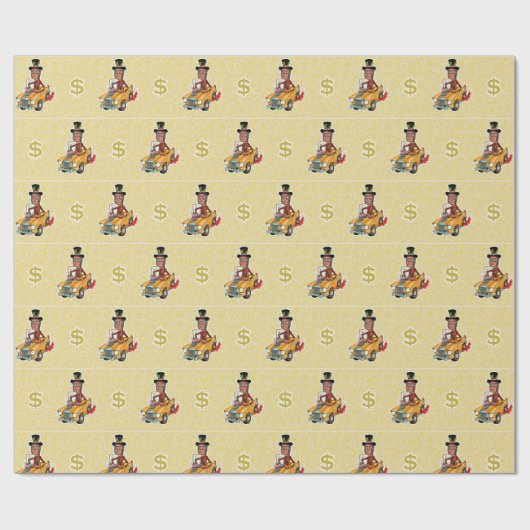 金ゴールドのクリスマスのscroogeの休日の包装紙 ラッピングペーパー (フラット)