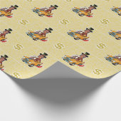 金ゴールドのクリスマスのscroogeの休日の包装紙 ラッピングペーパー (角)