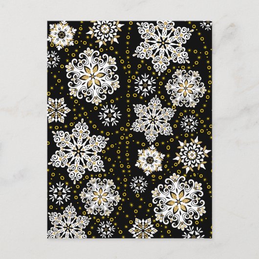 金ゴールドのクリスマスウッドランドディアバード開花 シーズンポストカード (正面)