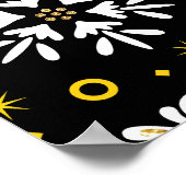 金ゴールドのクリスマスウッドランドディアバード開花 ポスター (角)