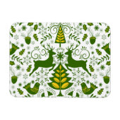 金ゴールドのクリスマスウッドランドディアバード開花 マグネット (横)