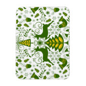 金ゴールドのクリスマスウッドランドディアバード開花 マグネット (縦)